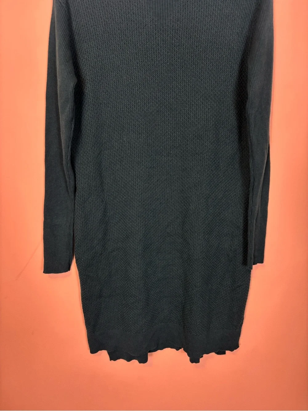 Title Nine Women's Dark Teal Long-Sleeve Knit Merino Wool Sweater Dress Large